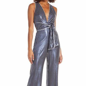 HARLYN Sequin Stripe Wide Leg Jumpsuit, SZ 8, NEW